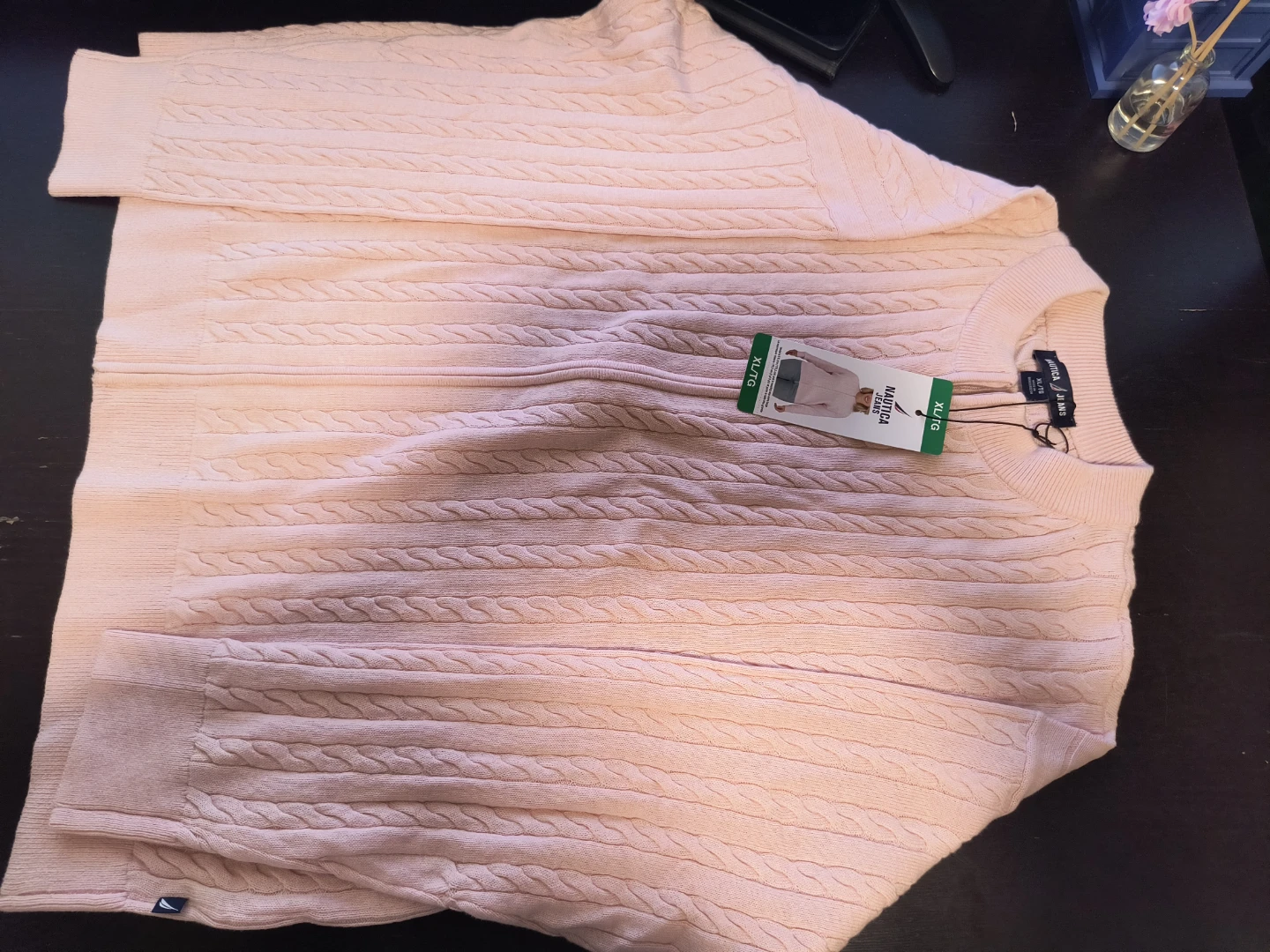 Nautica Jeans Pink Cable Knit Sweater XL/TG