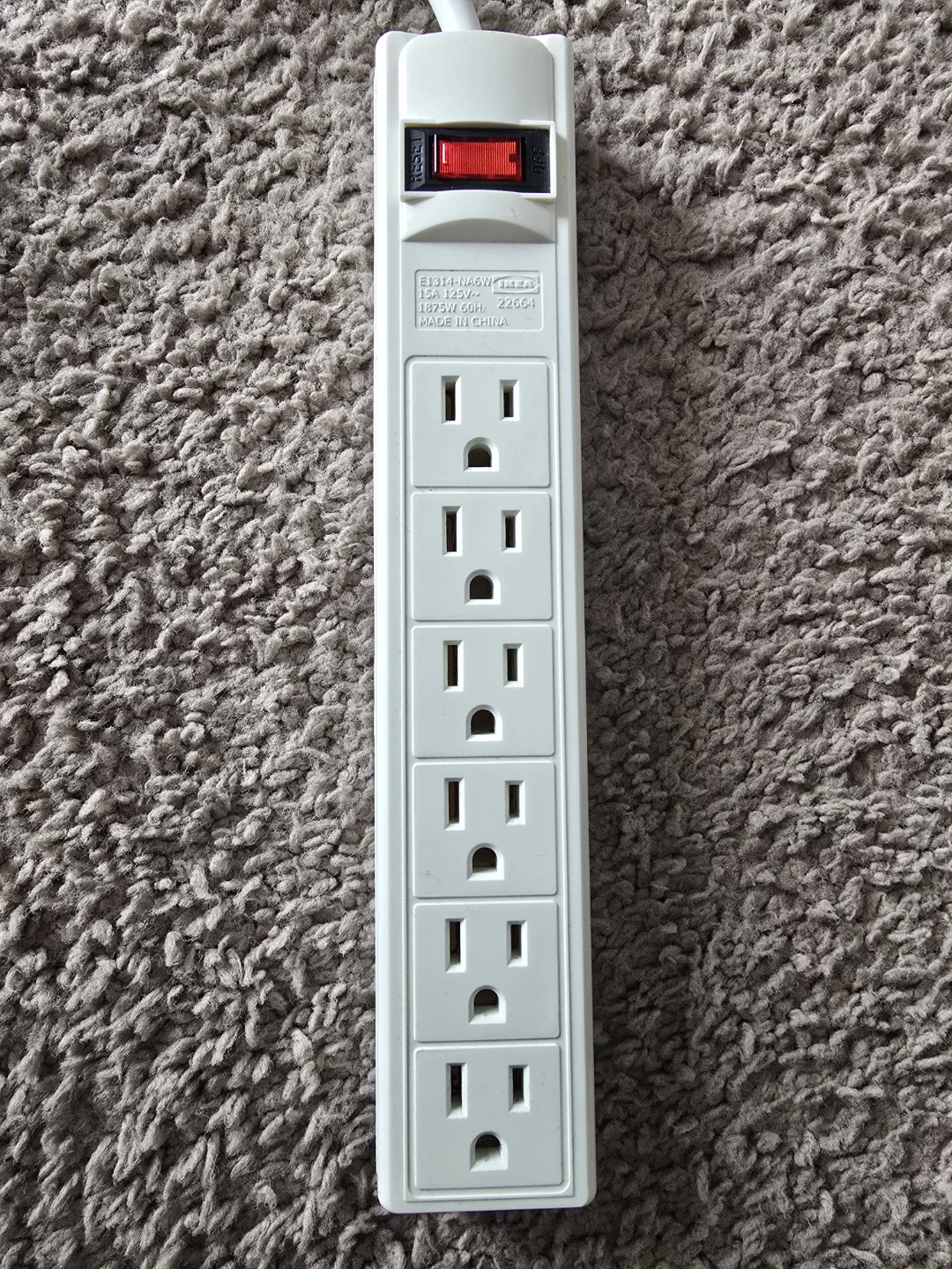 KOPPLA 6 outlet power strip with switch, grounded white, 0.5 m - photo 2