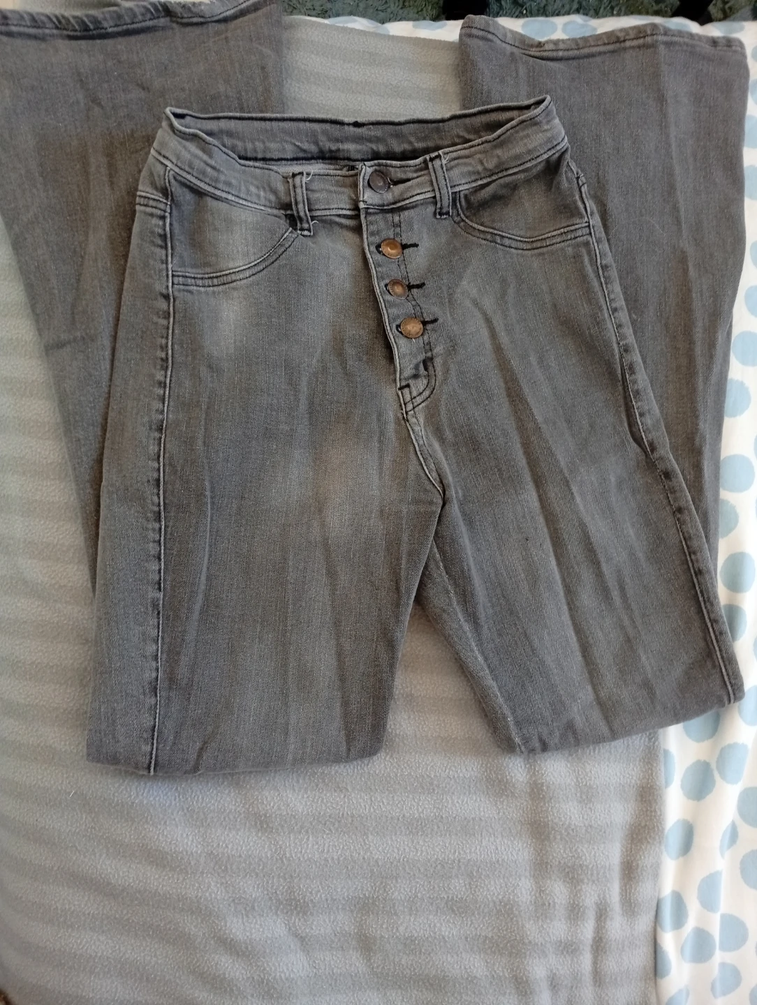 Grey Bell Bottom Jeans