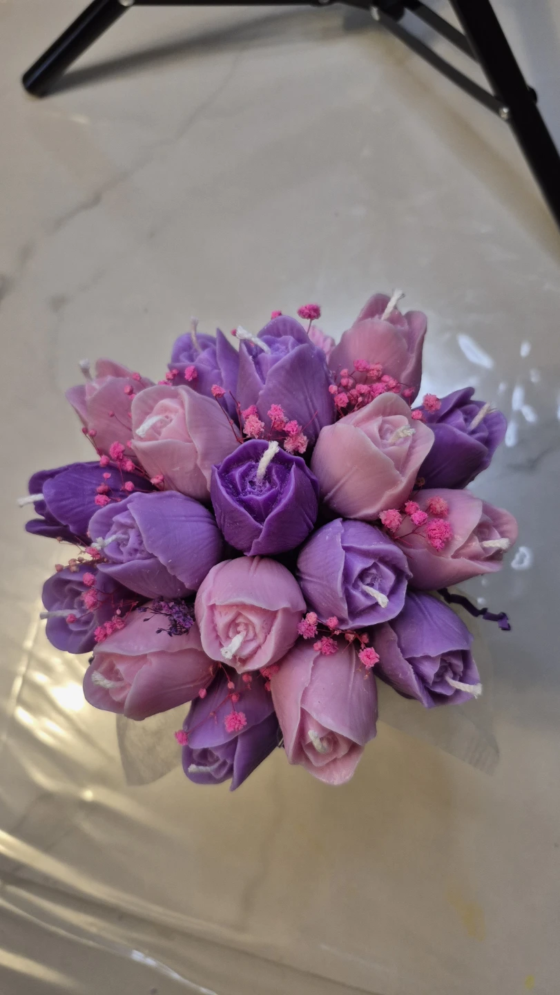 Tulip Bouquet Scented Candles - Pink & Purple - photo 2