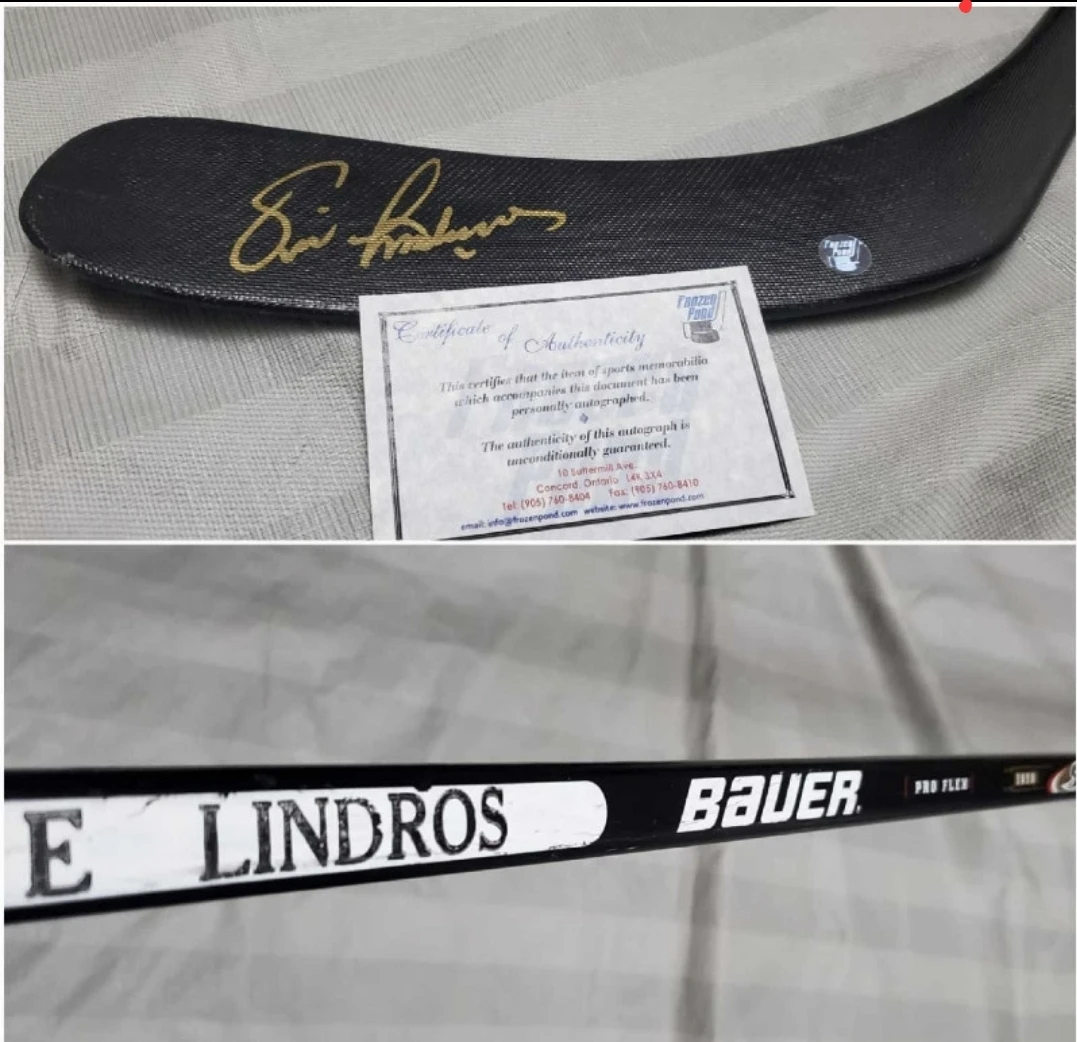 Eric Lindros autograph hockey stick frozenpond COA