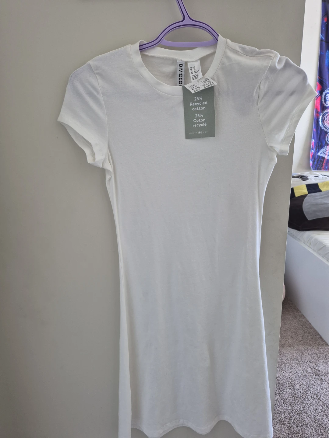 New Women H&M Divided White T-Shirt Dress XS