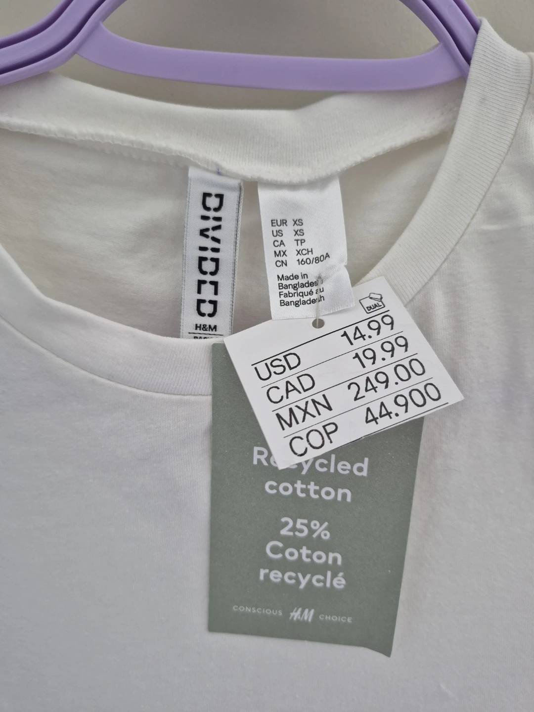 New Women H&M Divided White T-Shirt Dress XS - photo 2
