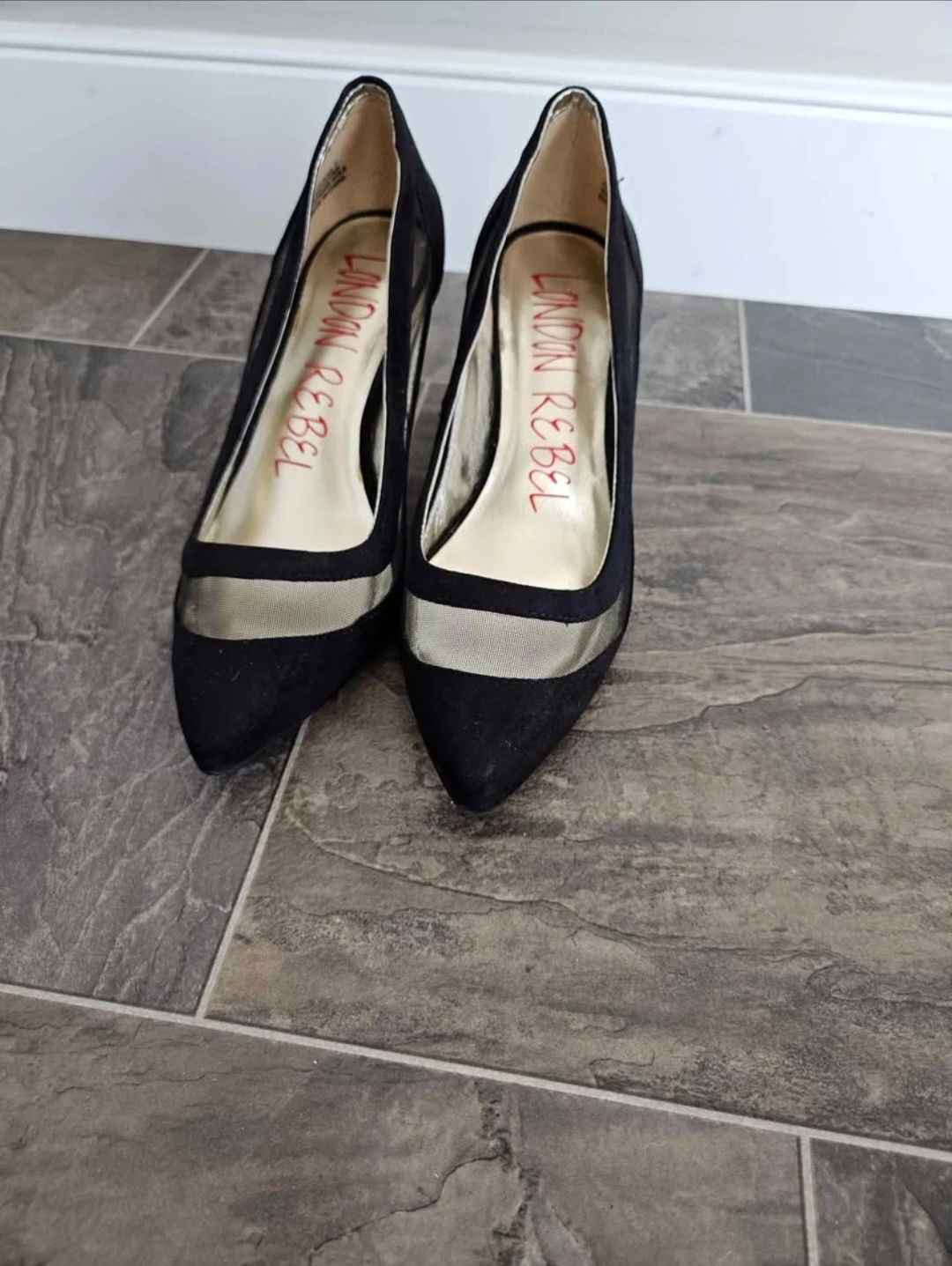 London Rebel Women's Black Mesh High Heel Pumps
