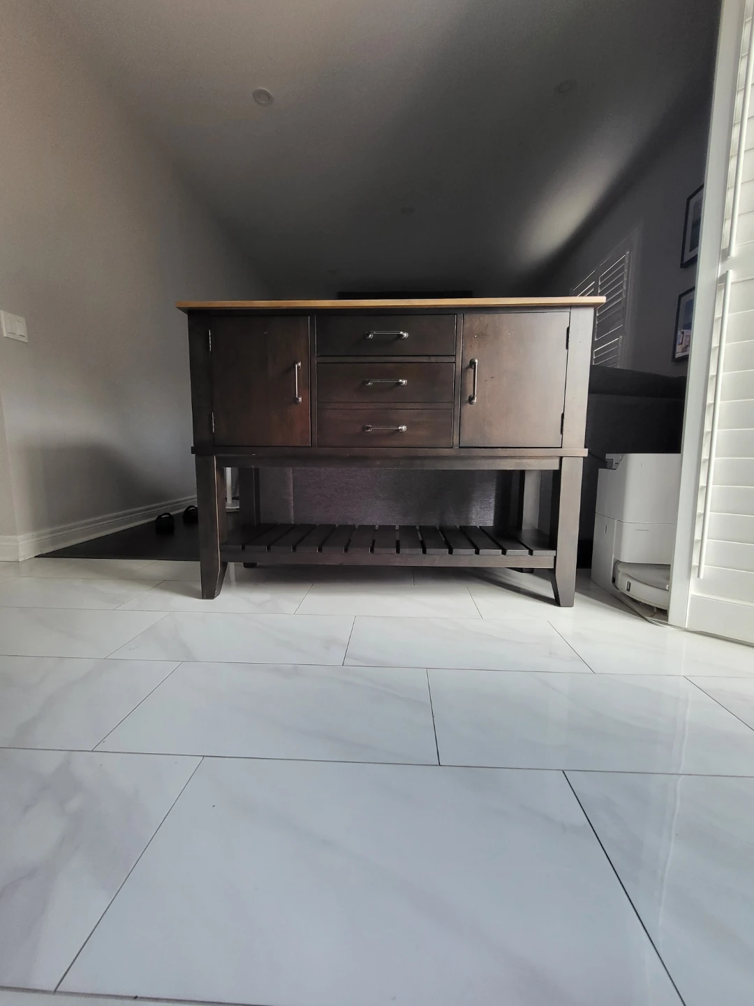 Dark Wood Kitchen Island / Buffet with Light Wood Top - photo 2