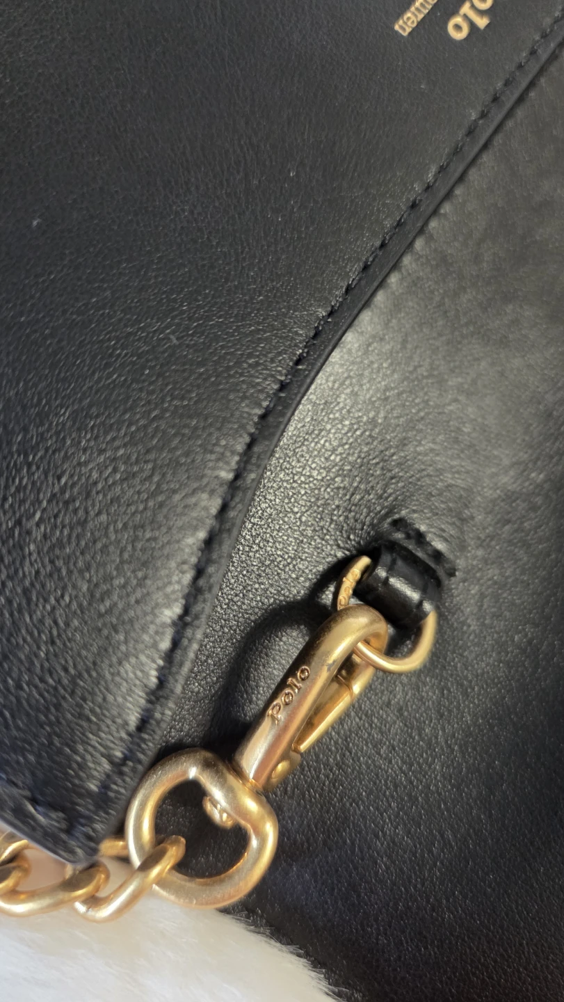 Polo Ralph Lauren Black Leather Crossbody Bag with Gold Chain - photo 4