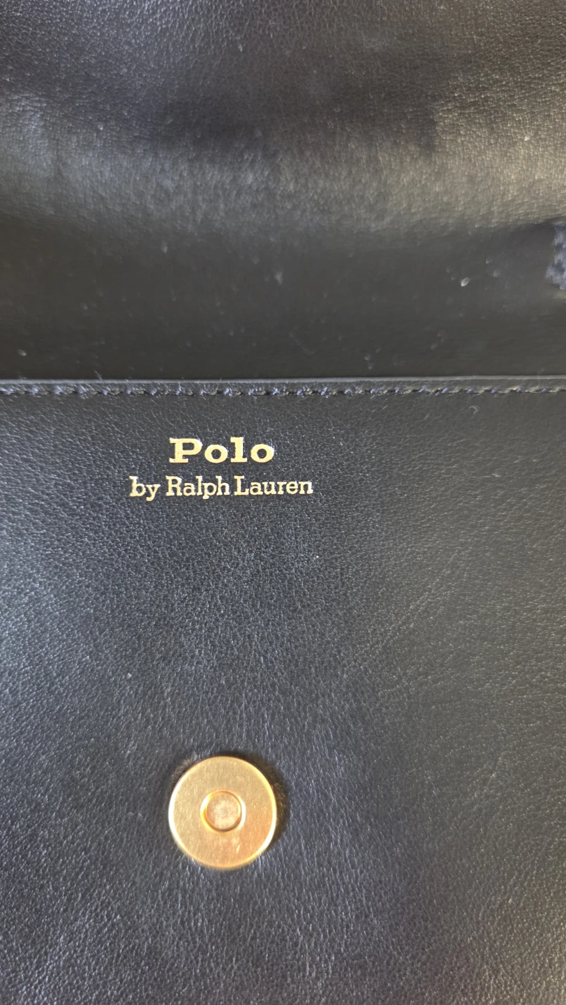 Polo Ralph Lauren Black Leather Crossbody Bag with Gold Chain - photo 5