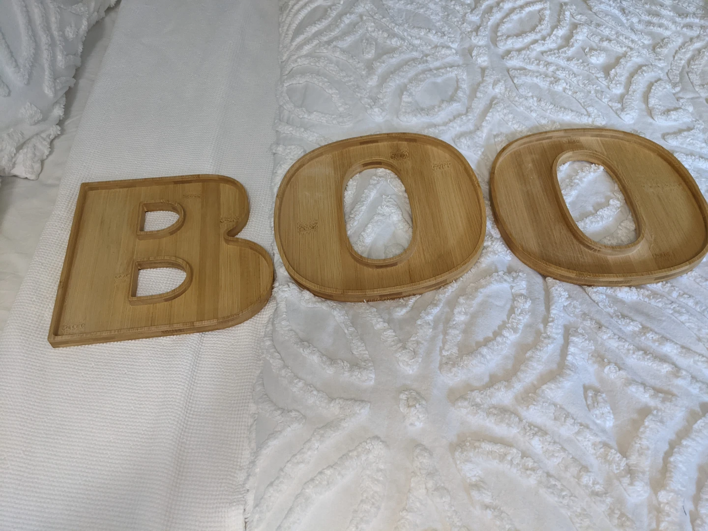 Bamboo "BOO" Letters charcuterie board