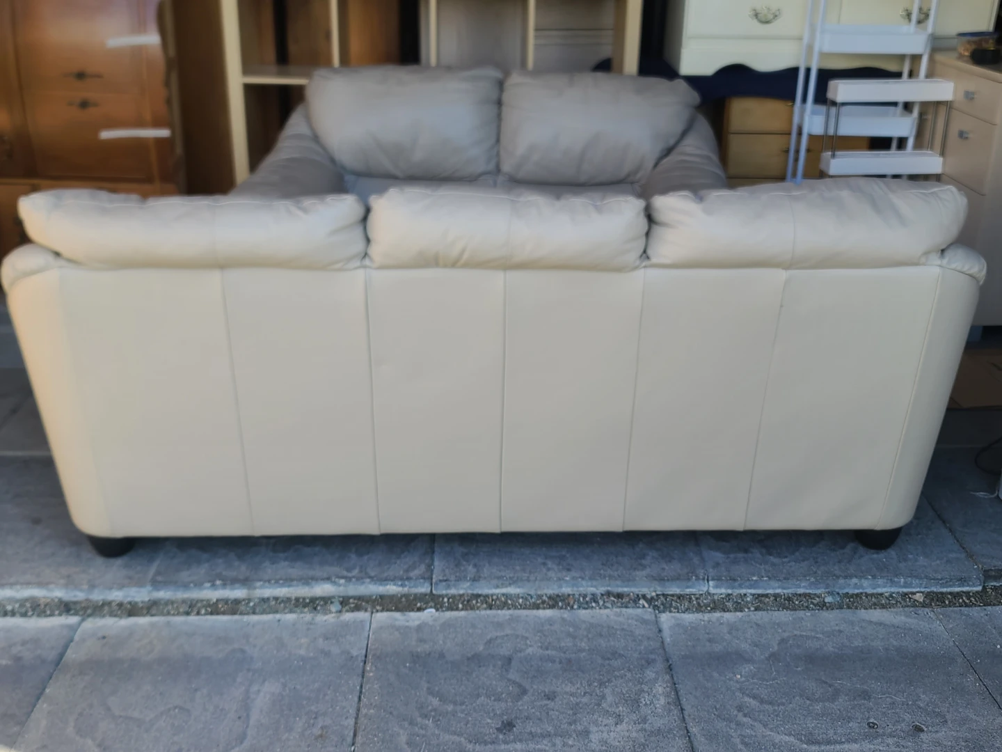 Cream Leather Sofa and Loveseat Set - photo 5