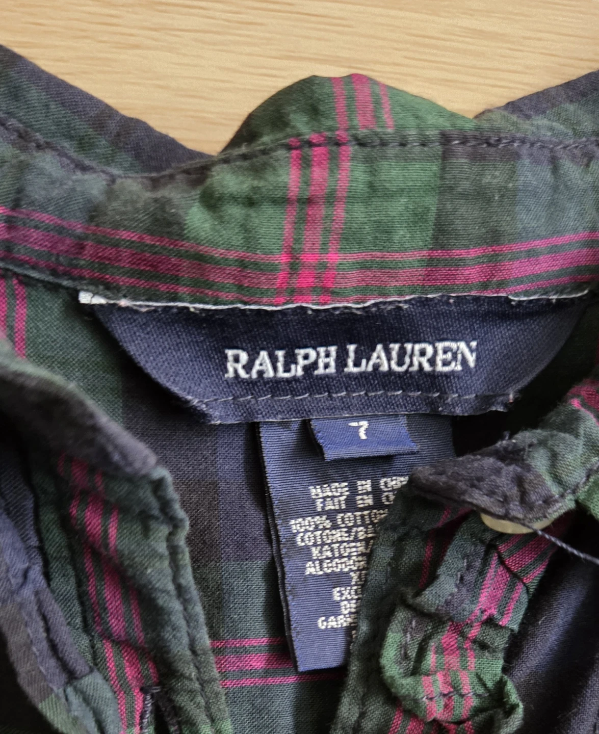 Ralph Lauren Plaid Ruffle Button-Up Shirt Kids Size 7 - photo 4