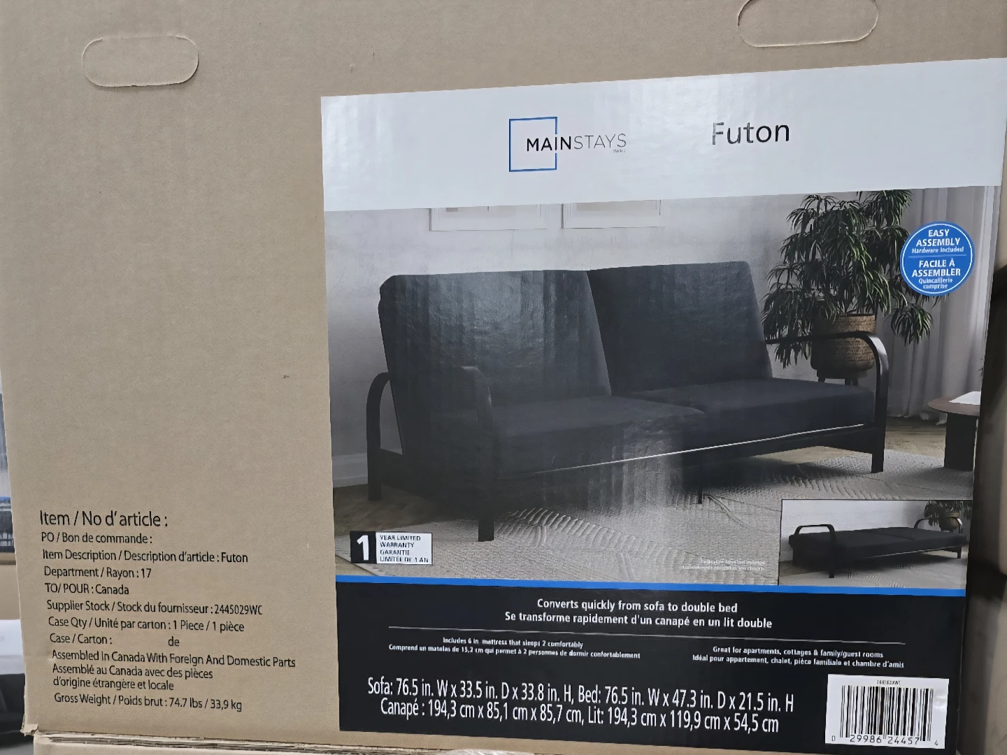 Mainstays Futon - Black