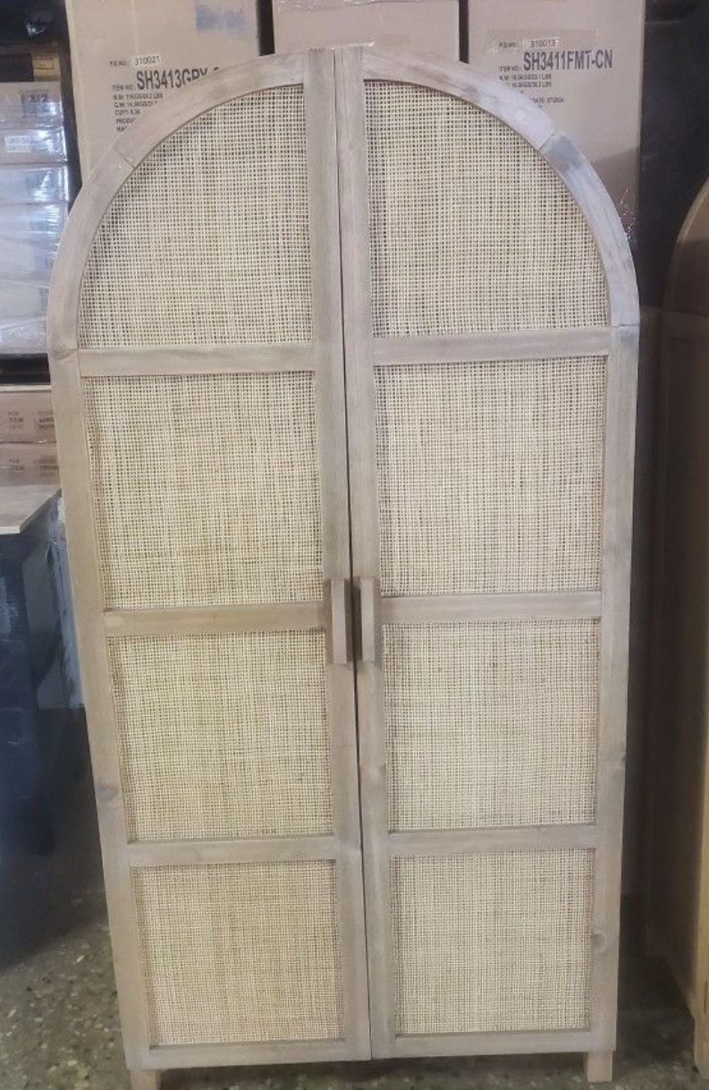Rattan BOHO Storage Cabinet, 2-Door,(New)