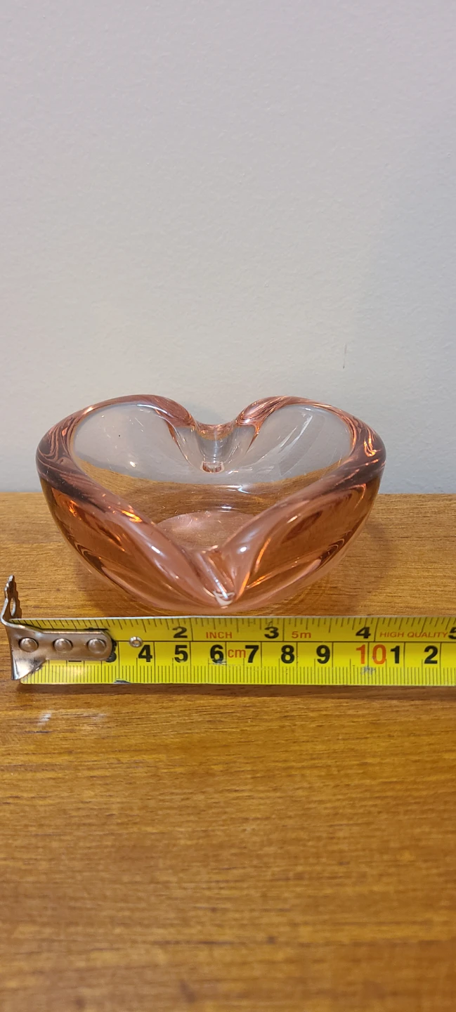 Vintage Pink Heart Shaped Glass Ashtray