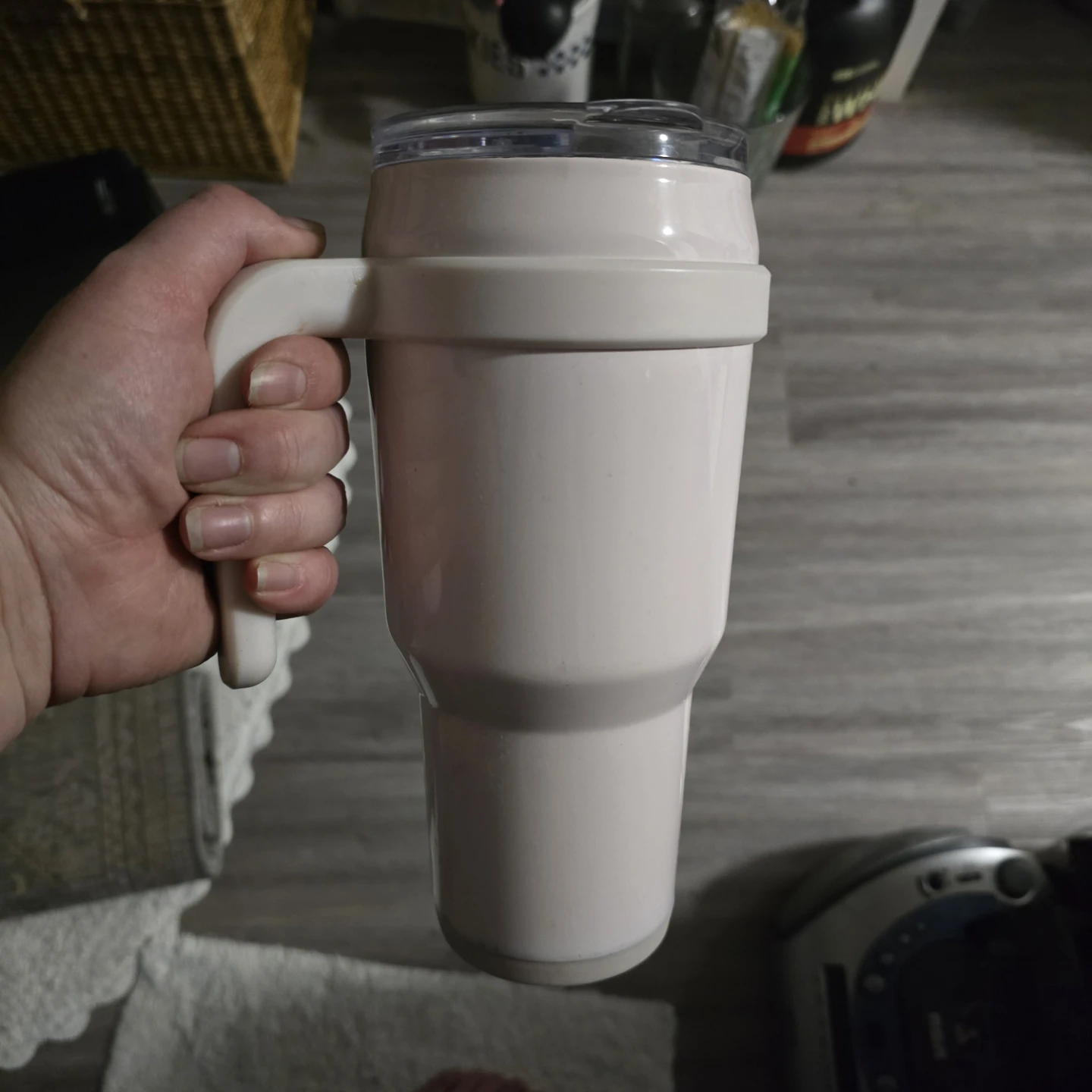 White Tumbler with Handle