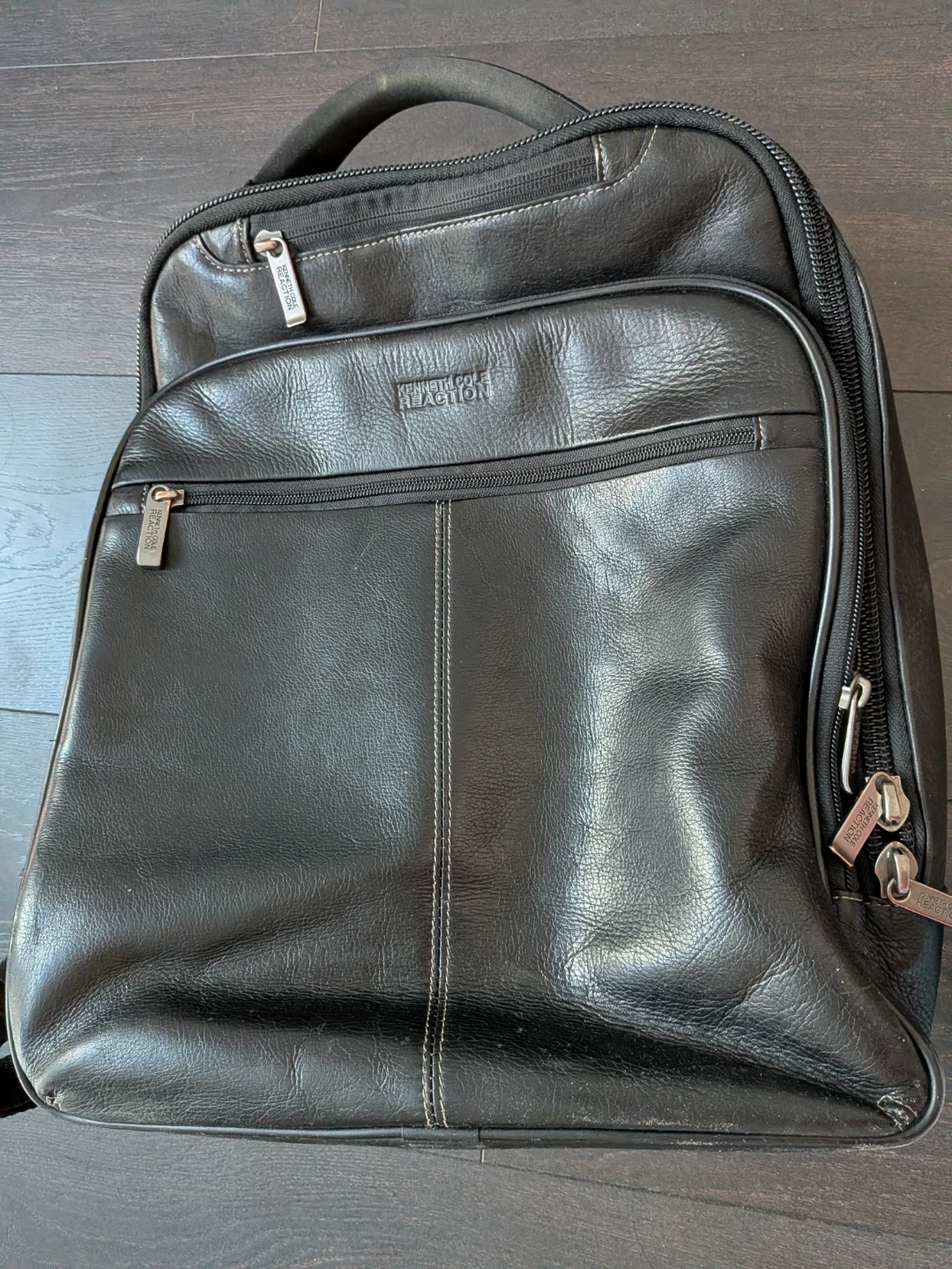 Kenneth Cole Black Genuine Leather Backpack - Used condition