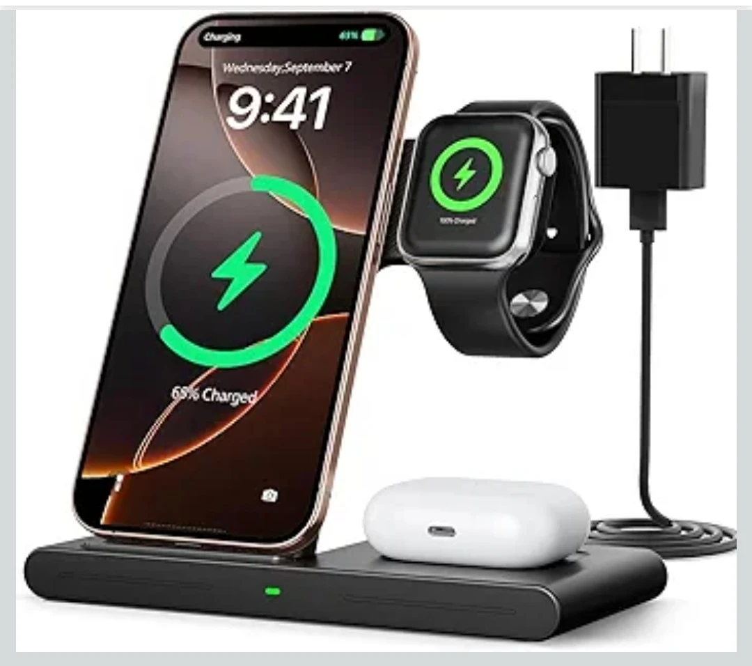 3-in-1 Wireless Charger for iPhone, Apple Watch, and AirPods