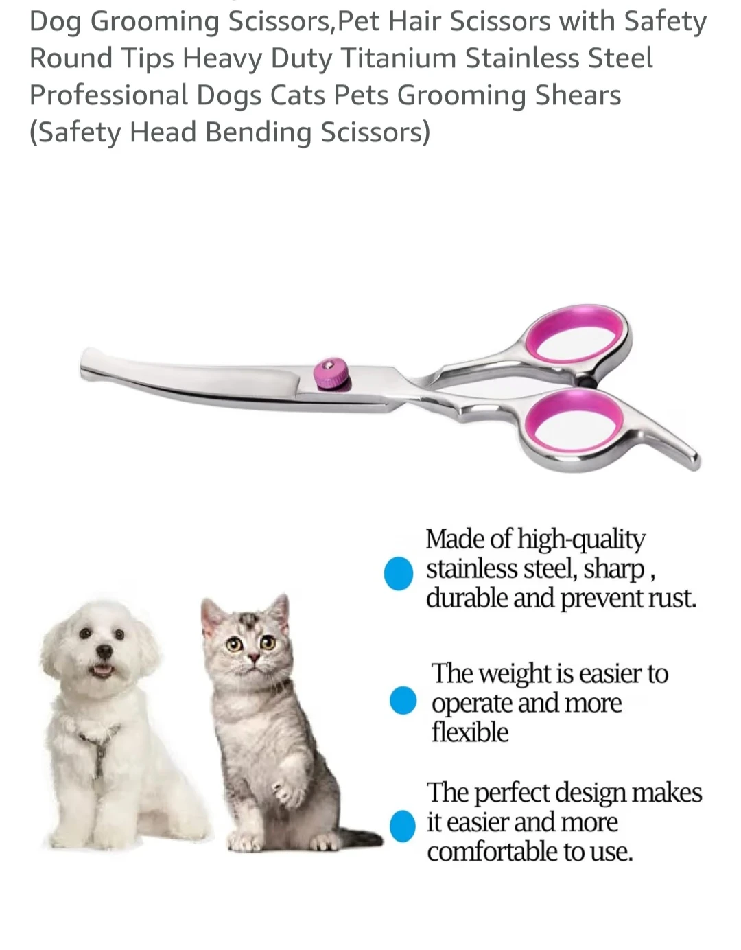 Pet Grooming Scissors - Stainless Steel with Pink Handles - photo 5