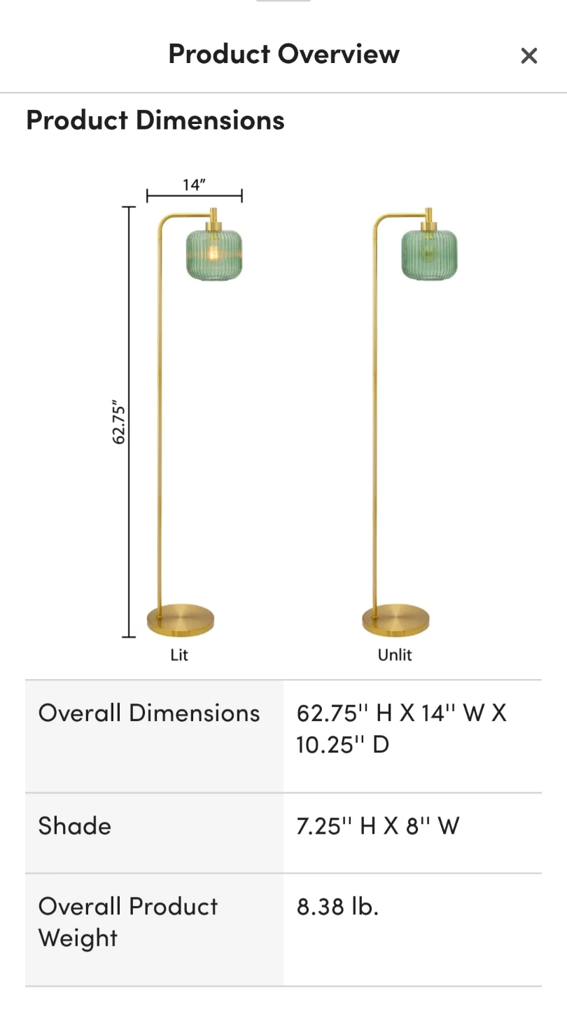 Joss & Main Jacobson 63" Arched Floor Lamp - Green - photo 5