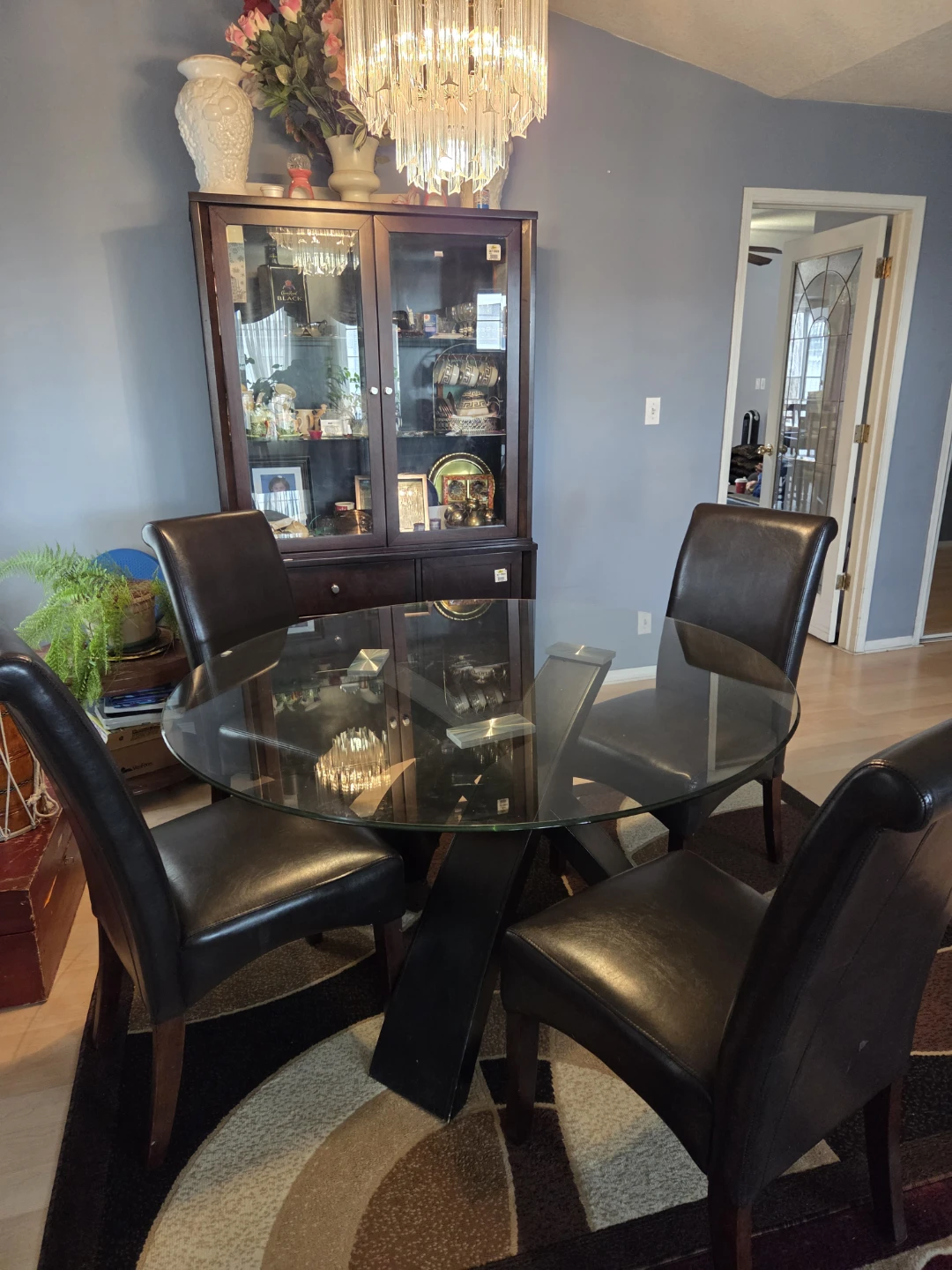 Glass Top Dining Table with 4 Chairs