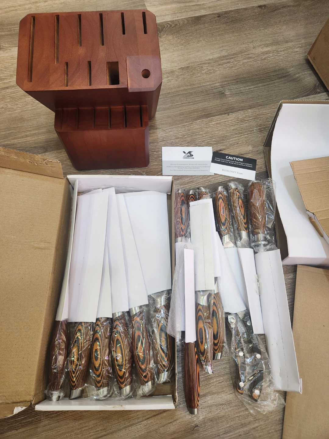 17pc Kitchen Knife Set w/ Wooden Block – Stainless Steel - photo 2