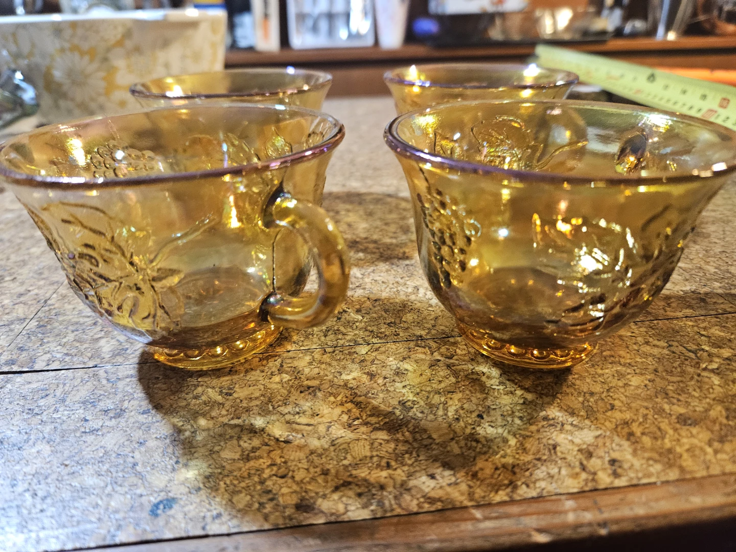 Amber Glass Cups with Grapevine Pattern (Set of 4) - photo 3