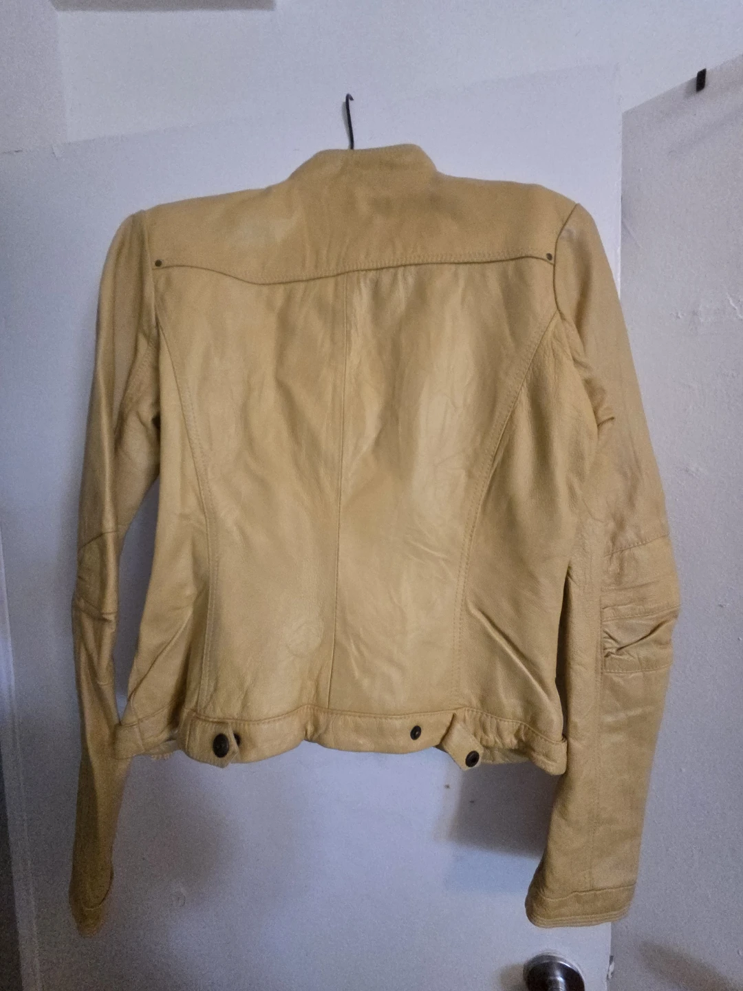 Xntrik Yellow Genuine Leather Moto Jacket Size M - photo 4