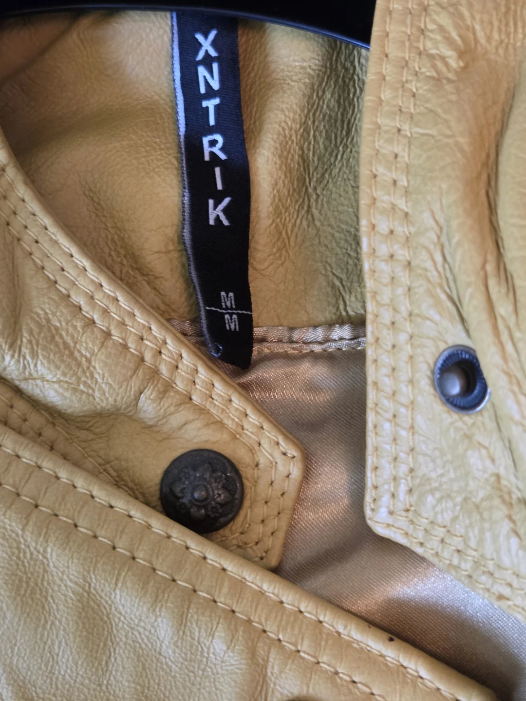 Xntrik Yellow Genuine Leather Moto Jacket Size M - photo 5
