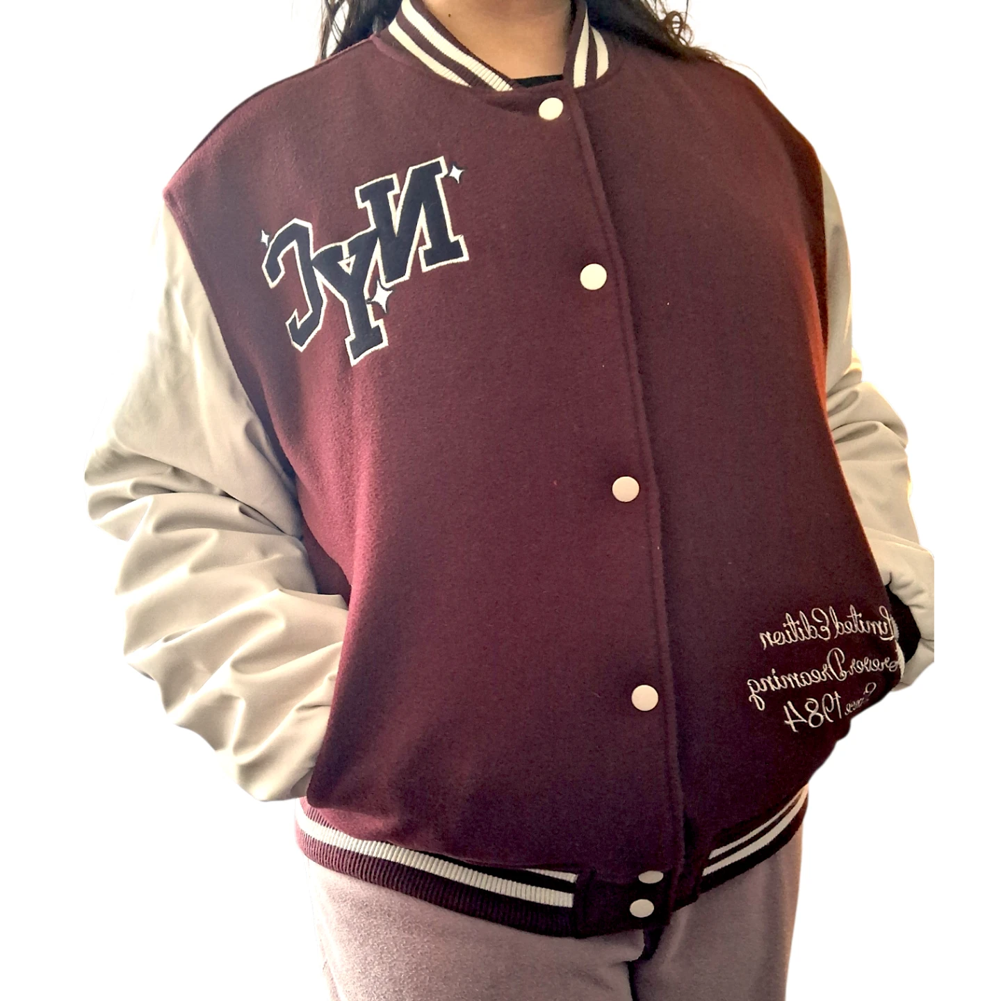 Maroon & Cream "NYC Limited Edition" Varsity Jacket