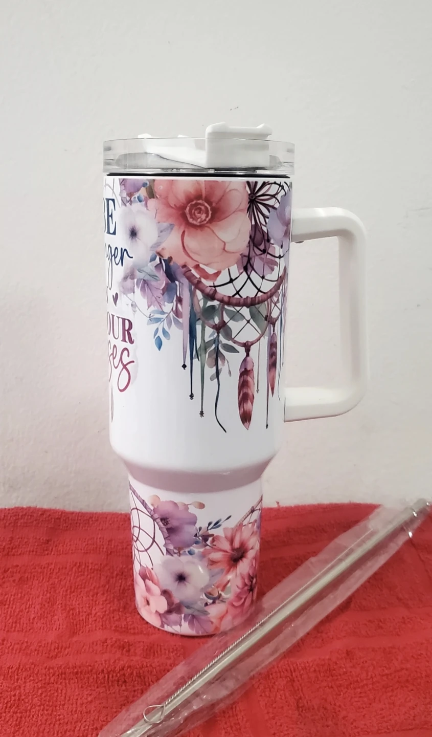 30oz Tumbler with Handle - Floral Dreamcatcher Design - photo 4