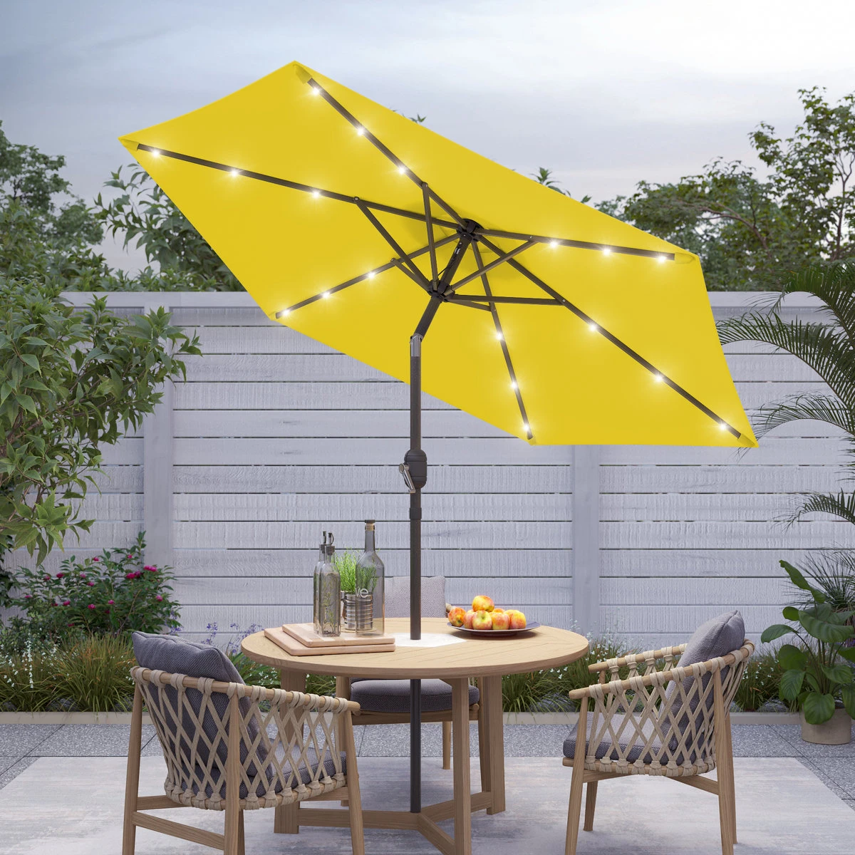 NEW Yellow Patio Umbrella with LED Lights