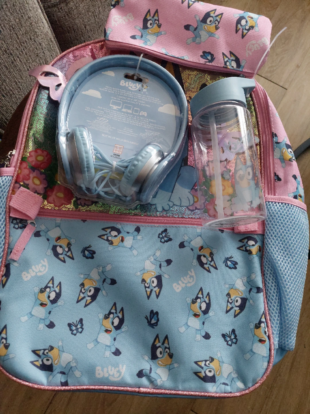Bluey Backpack with Headphones and Water Bottle Set