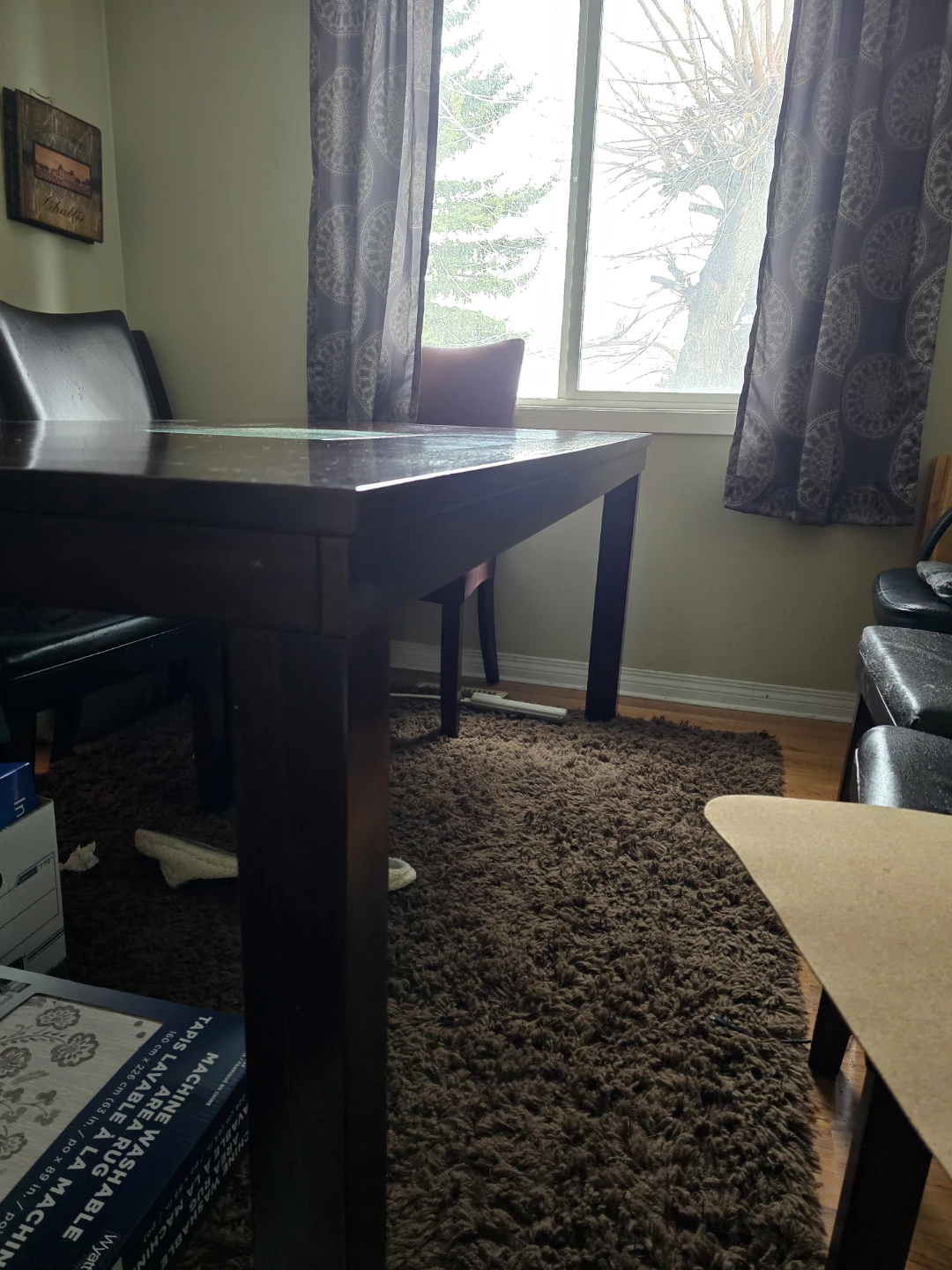 Dark Wood Dining Table with Glass Insert - photo 3