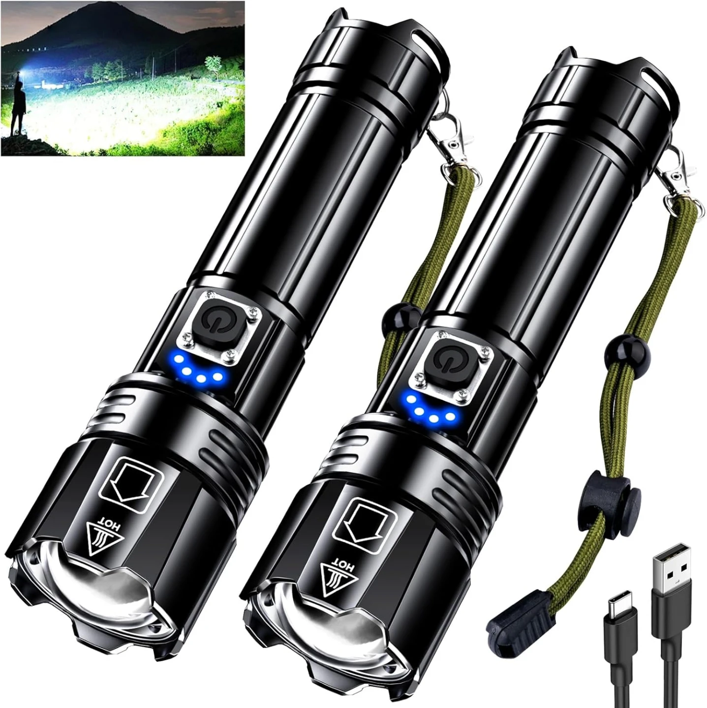 BRAND NEW - AKNEAR Rechargeable LED Flashlight x 2