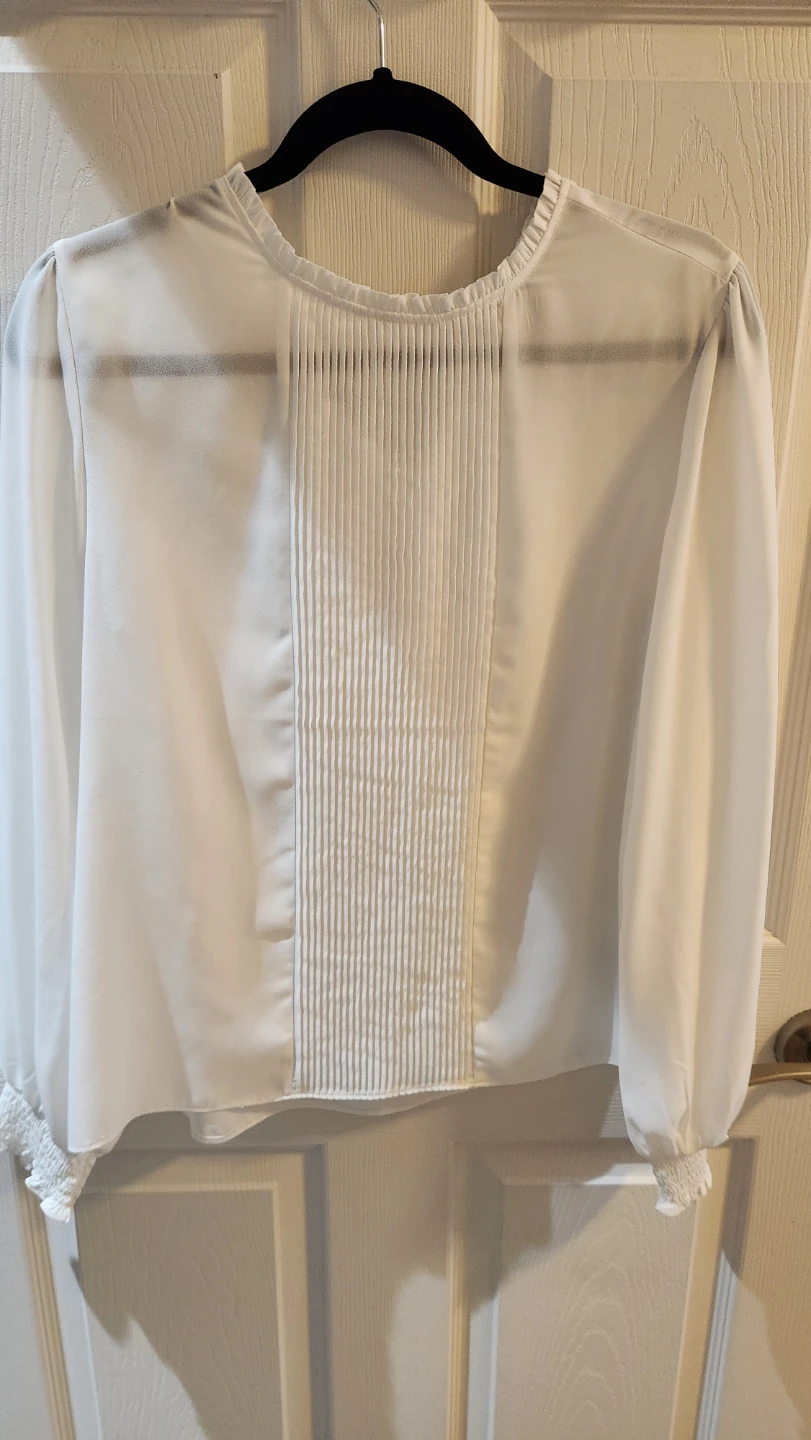 White Blouse with Smocked Cuffs