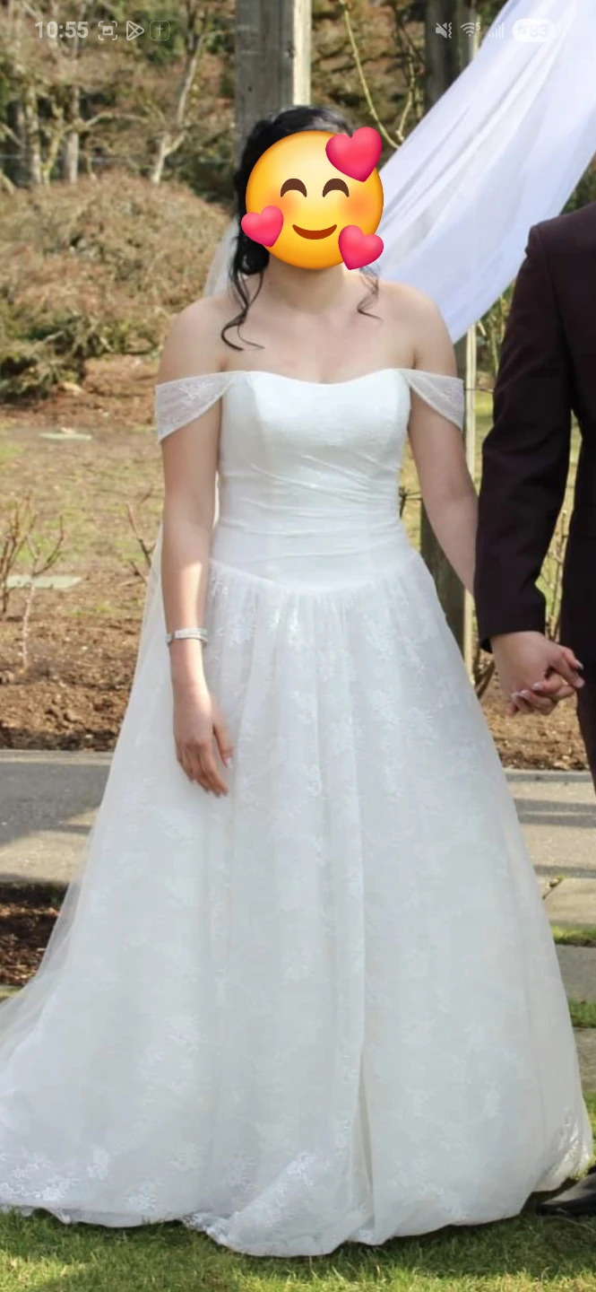 White Off-the-Shoulder Wedding Ball Gown