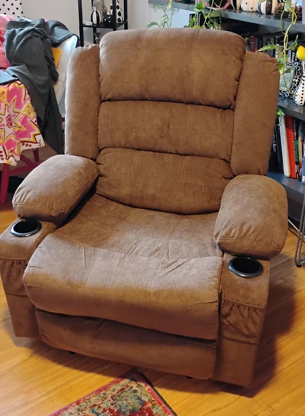Brown Recliner Chair with Cup Holders