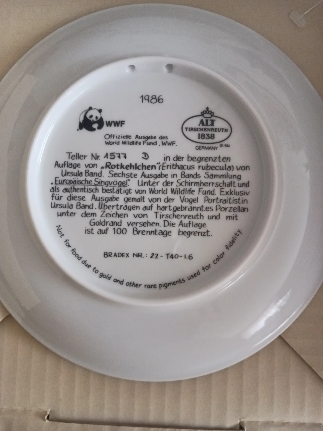 WWF Collection Plate - European Songbirds Series - photo 3