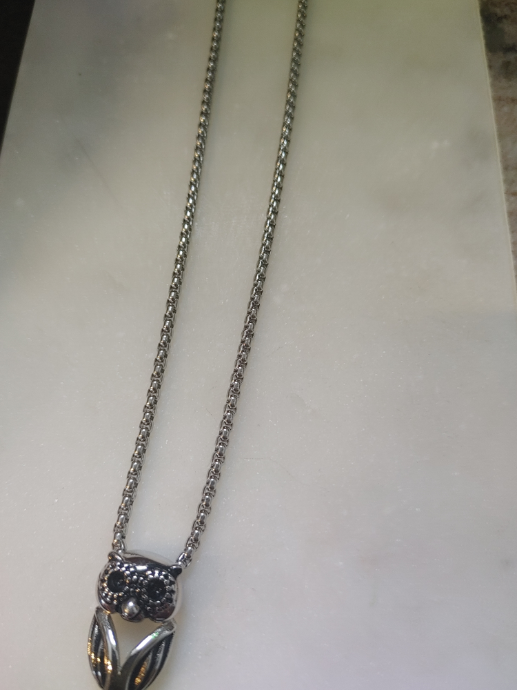 Silver tone Owl Pendant Necklace - photo 2