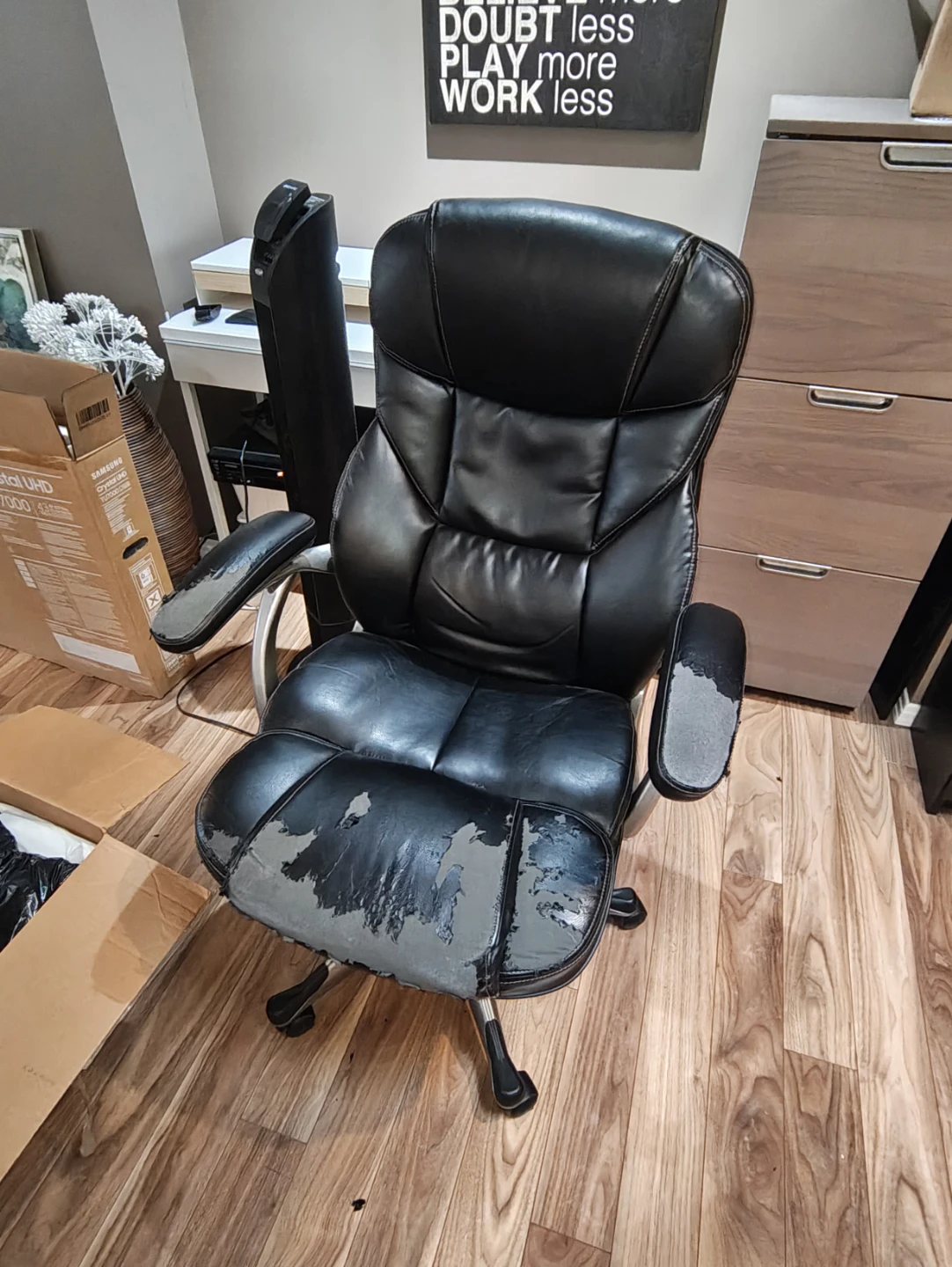 Black Faux Leather Office Chair (some wear)