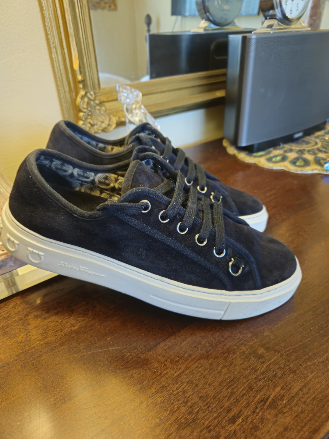 Salvatore Ferragamo Black Suede Sneakers