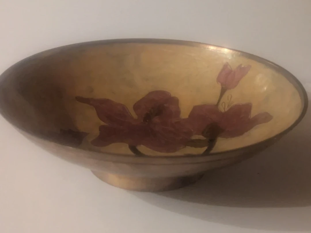 Brass Bowl with Floral Design - photo 2