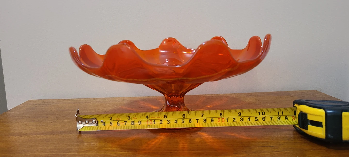 Vintage Orange Glass Pedestal Bowl