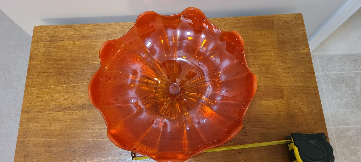 Vintage Orange Glass Pedestal Bowl - photo 4