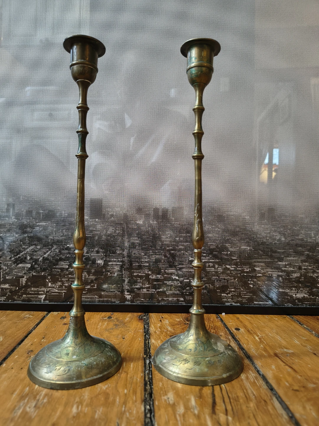Brass Candlestick Holders (Pair) 12 inches tall