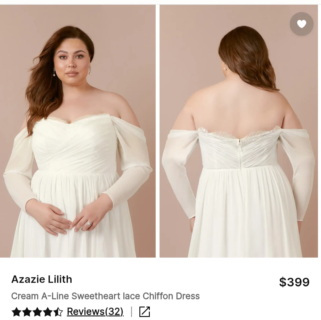 Azazie Lilith Cream A-Line Sweetheart Lace Chiffon Dress - photo 2