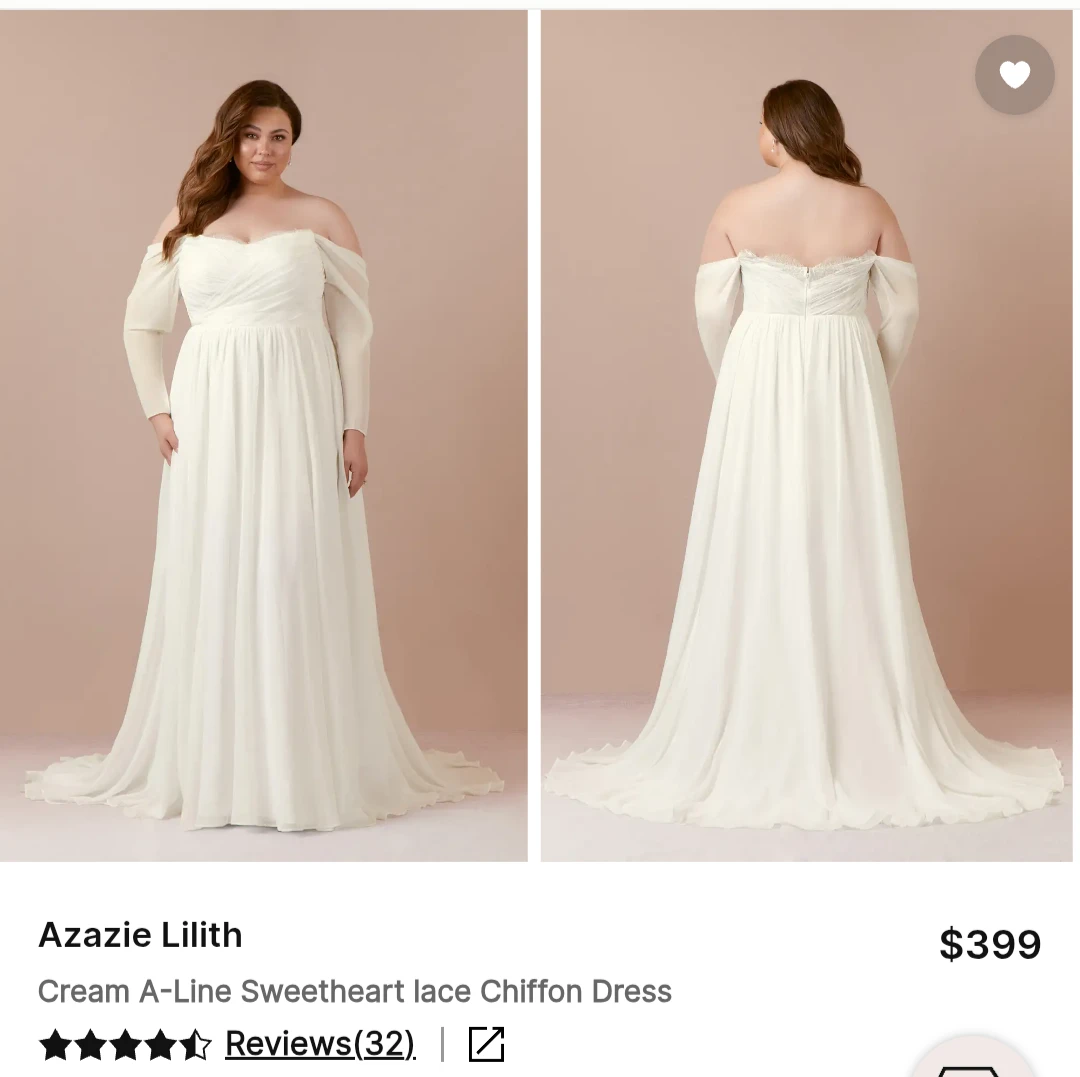 Azazie Lilith Cream A-Line Sweetheart Lace Chiffon Dress