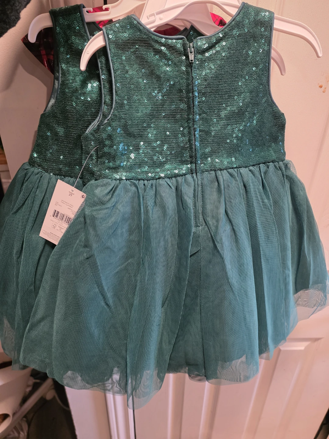 Girls Teal Sequin Tulle Dress Size 2T