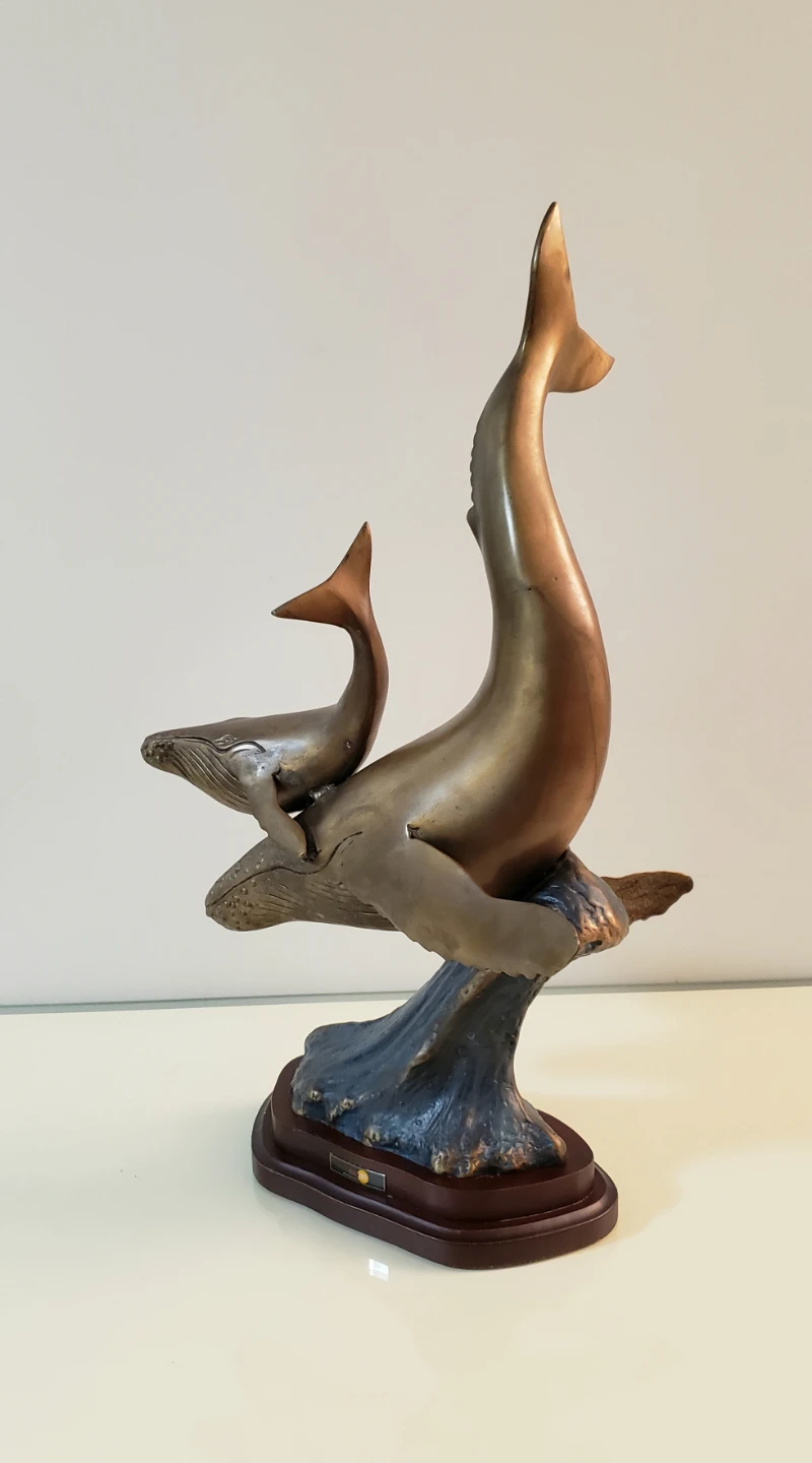 Bronze Whale and Calf Sculpture - photo 2