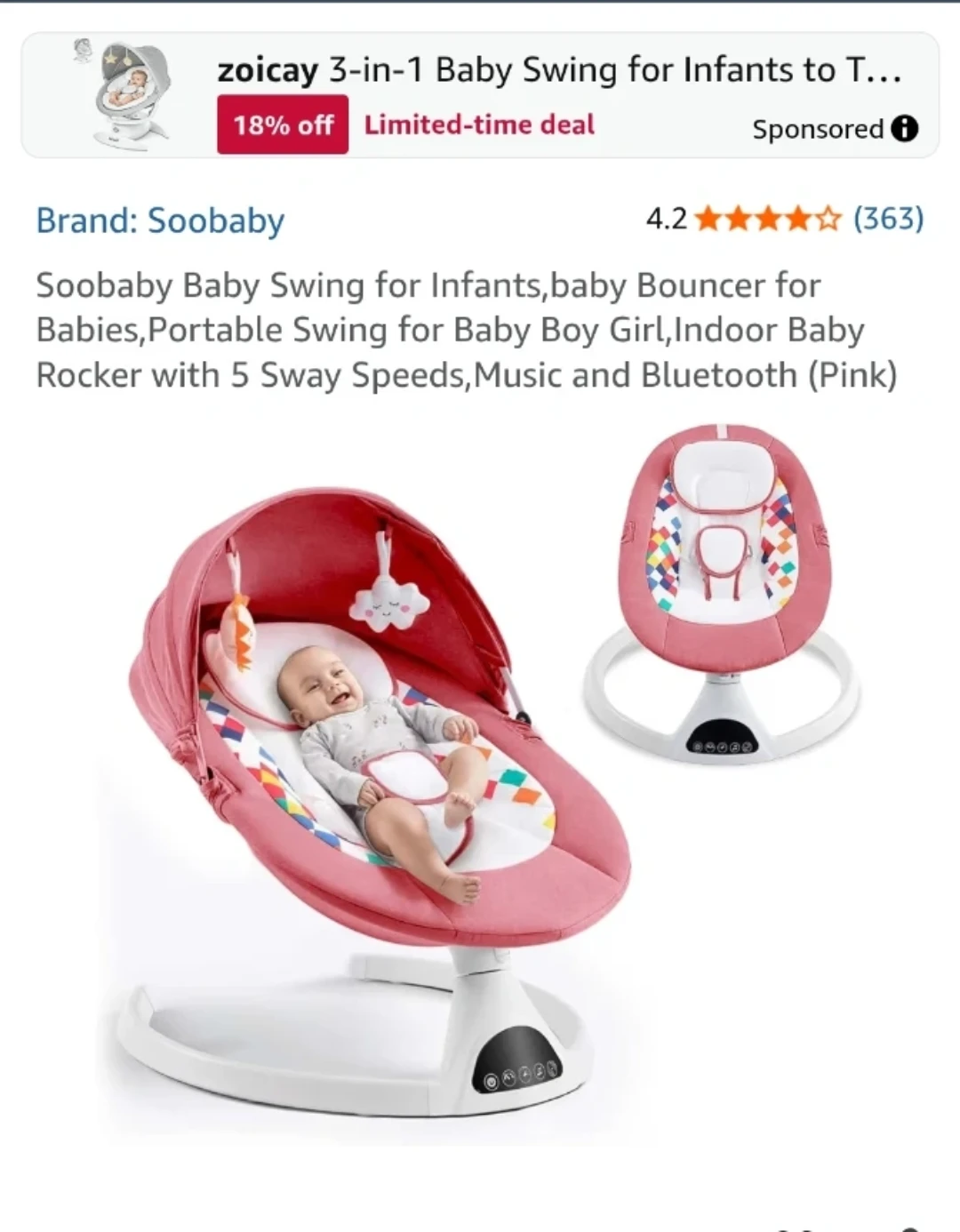 Soobaby 3-in-1 Baby Swing and Bouncer - photo 2