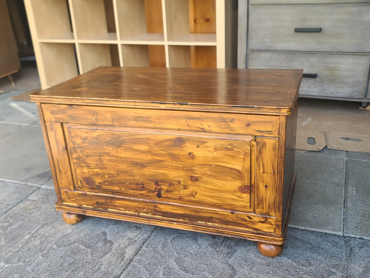 Rustic wood storage chest